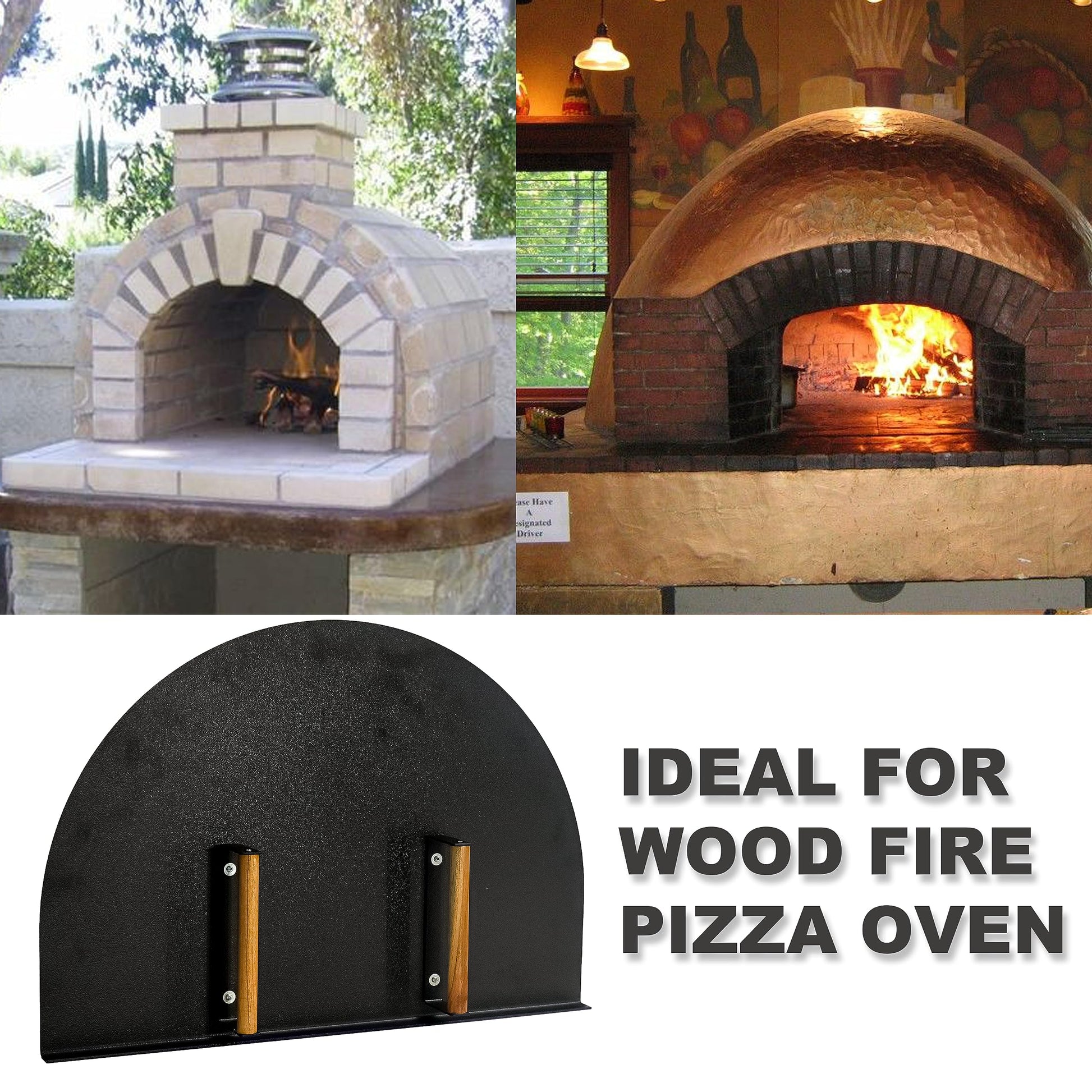 Simond Store Pizza Oven Door 27”(W) X 19.25”(H) Stainless Steel 304 Heavy-Duty Oven Door with Wooden Handle for Indoor & Outdoor Pizza Oven, Outdoor Pizza Oven Kit - CookCave