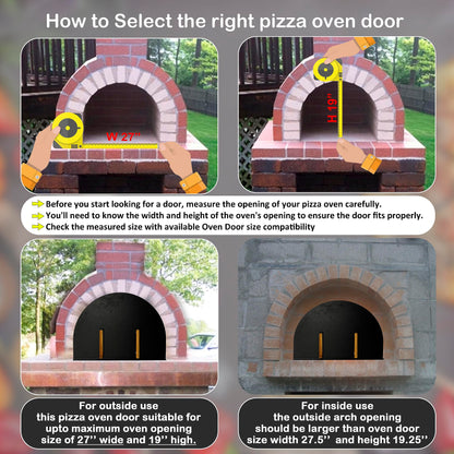 Simond Store Pizza Oven Door 27”(W) X 19.25”(H) Stainless Steel 304 Heavy-Duty Oven Door with Wooden Handle for Indoor & Outdoor Pizza Oven, Outdoor Pizza Oven Kit - CookCave