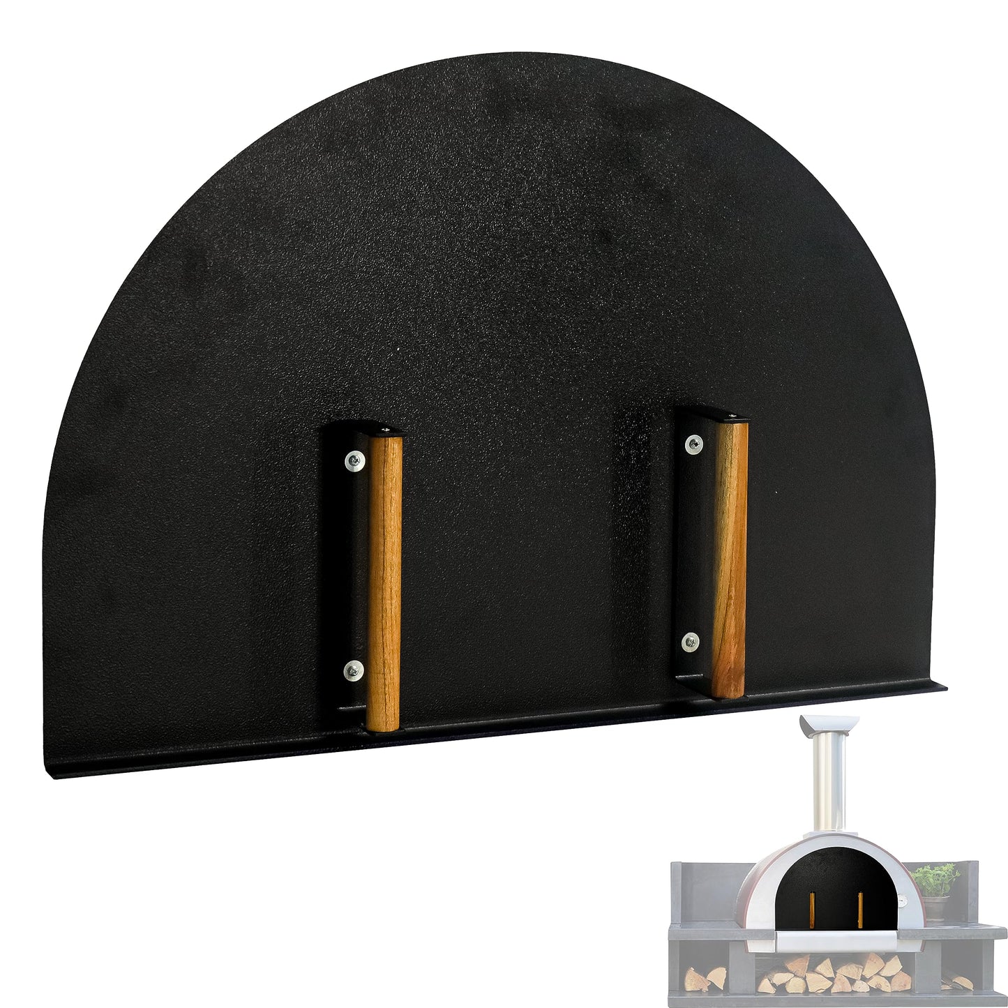 Simond Store Pizza Oven Door 27”(W) X 19.25”(H) Stainless Steel 304 Heavy-Duty Oven Door with Wooden Handle for Indoor & Outdoor Pizza Oven, Outdoor Pizza Oven Kit - CookCave