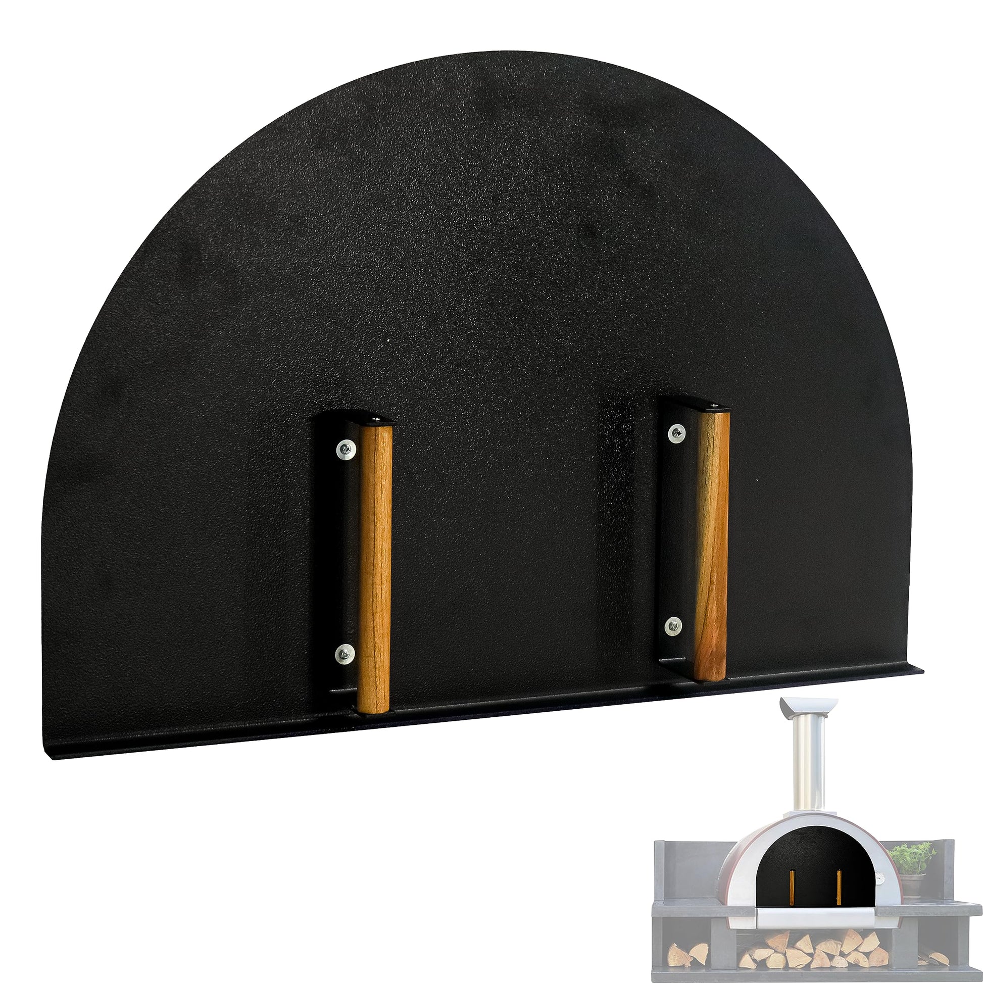 Simond Store Pizza Oven Door 27”(W) X 19.25”(H) Stainless Steel 304 Heavy-Duty Oven Door with Wooden Handle for Indoor & Outdoor Pizza Oven, Outdoor Pizza Oven Kit - CookCave