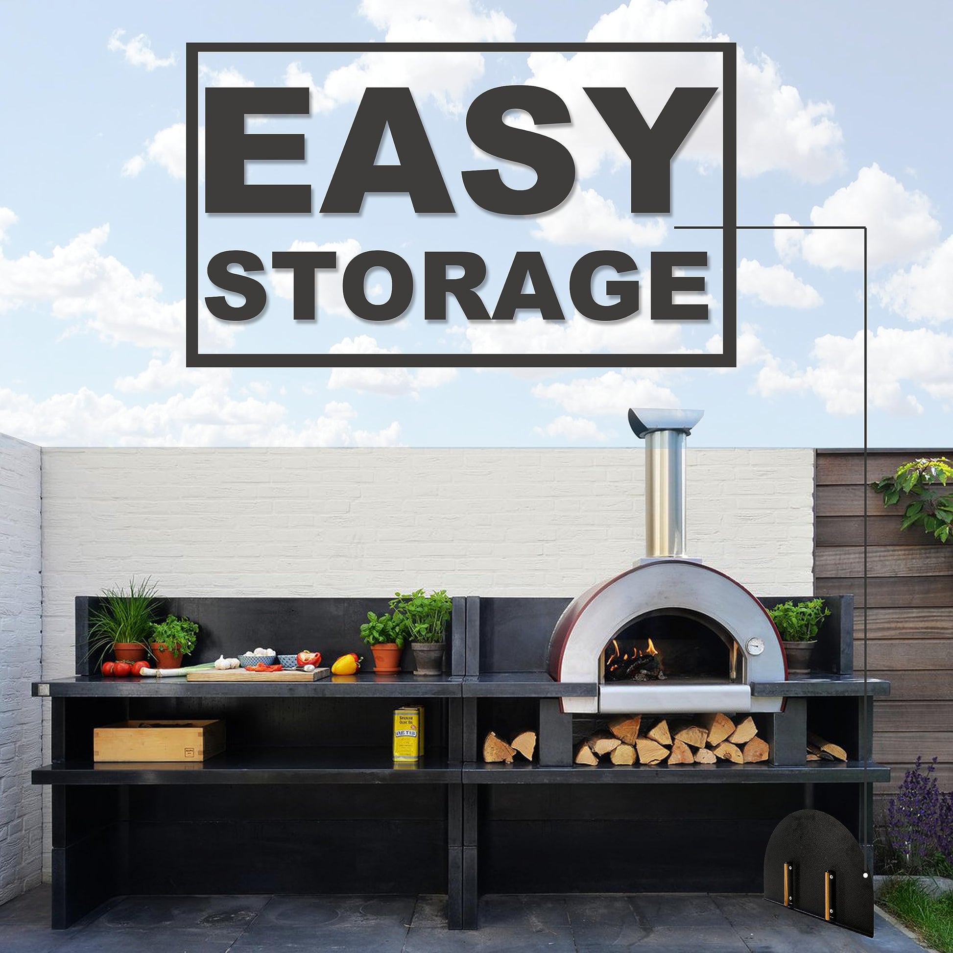 Simond Store Pizza Oven Door 27”(W) X 19.25”(H) Stainless Steel 304 Heavy-Duty Oven Door with Wooden Handle for Indoor & Outdoor Pizza Oven, Outdoor Pizza Oven Kit - CookCave