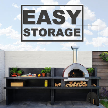 Simond Store Pizza Oven Door 27”(W) X 19.25”(H) Stainless Steel 304 Heavy-Duty Oven Door with Wooden Handle for Indoor & Outdoor Pizza Oven, Outdoor Pizza Oven Kit - CookCave