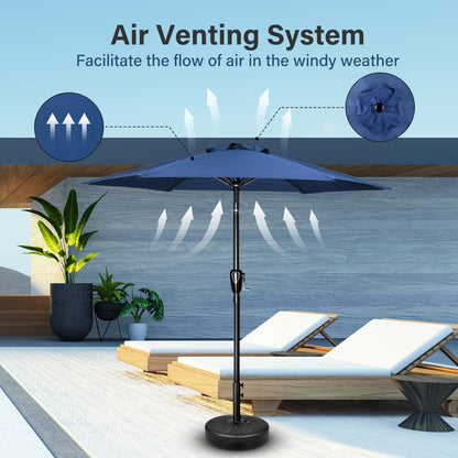 Simple Deluxe 7.5' Patio Umbrella Outdoor Table Market Yard Umbrella with Push Button Tilt/Crank, 6 Sturdy Ribs for Garden, Deck, Backyard, Pool, Blue - CookCave