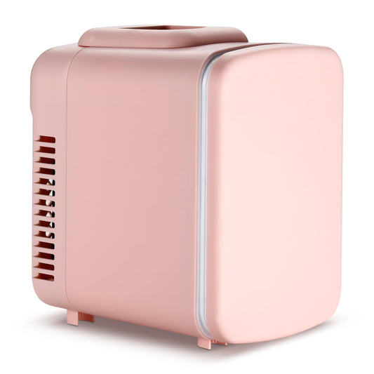 Simple Deluxe Mini Fridge, 4L/6 Can Portable Cooler & Warmer Freon-Free Small Refrigerator Provide Compact Storage for Skincare, Beverage, Food, Cosmetics, 4 L, Pink - CookCave