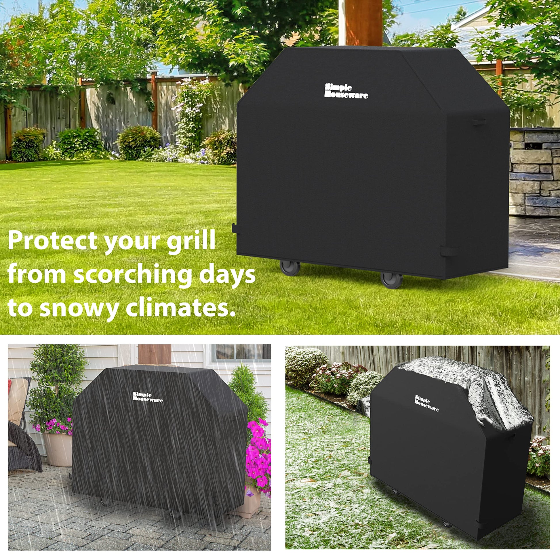 Simple Houseware 58 in. Waterproof Heavy Duty Gas BBQ Grill Cover, Weather-Resistant Polyester - CookCave