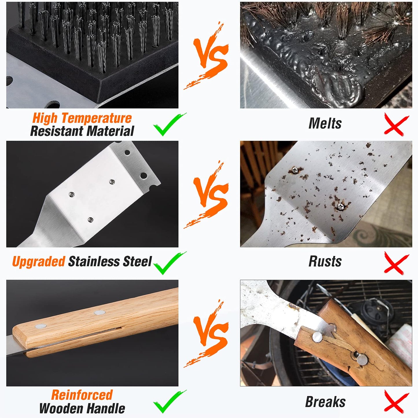 SIMPLETASTE Grill Brush and Scraper, BBQ Grill Cleaning Brush Kit, Safe Wire Scrubber, Universal Fit BBQ Cleaner Accessories for All Grates - CookCave