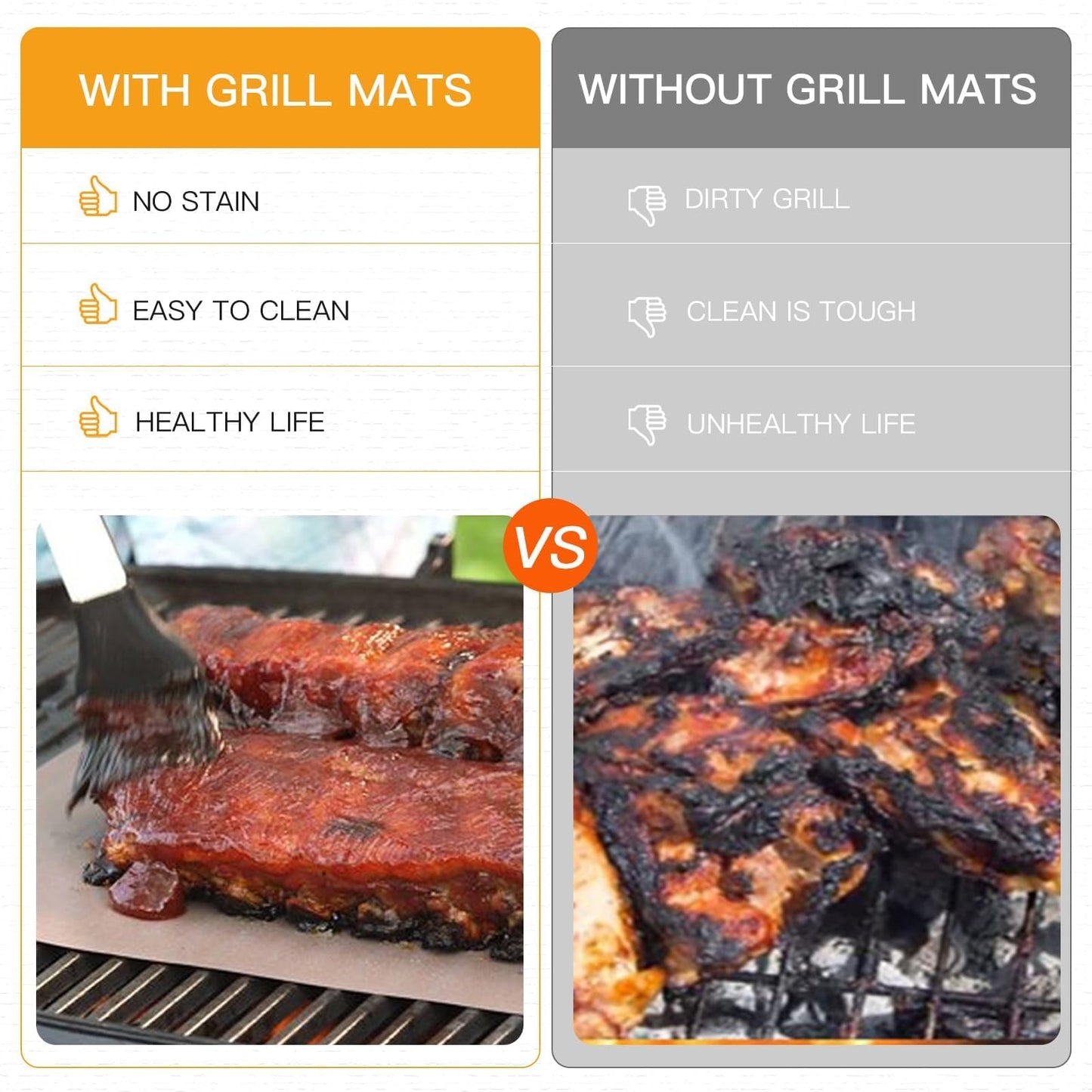 SKYBD Copper Grill Mats for Outdoor Grill（Set of 6), Nonstick & Easy to Clean BBQ Grilling Sheets, Reusable & Heavy Duty Mats Works on Outdoor Gas, Electric, Charcoal Grill - CookCave