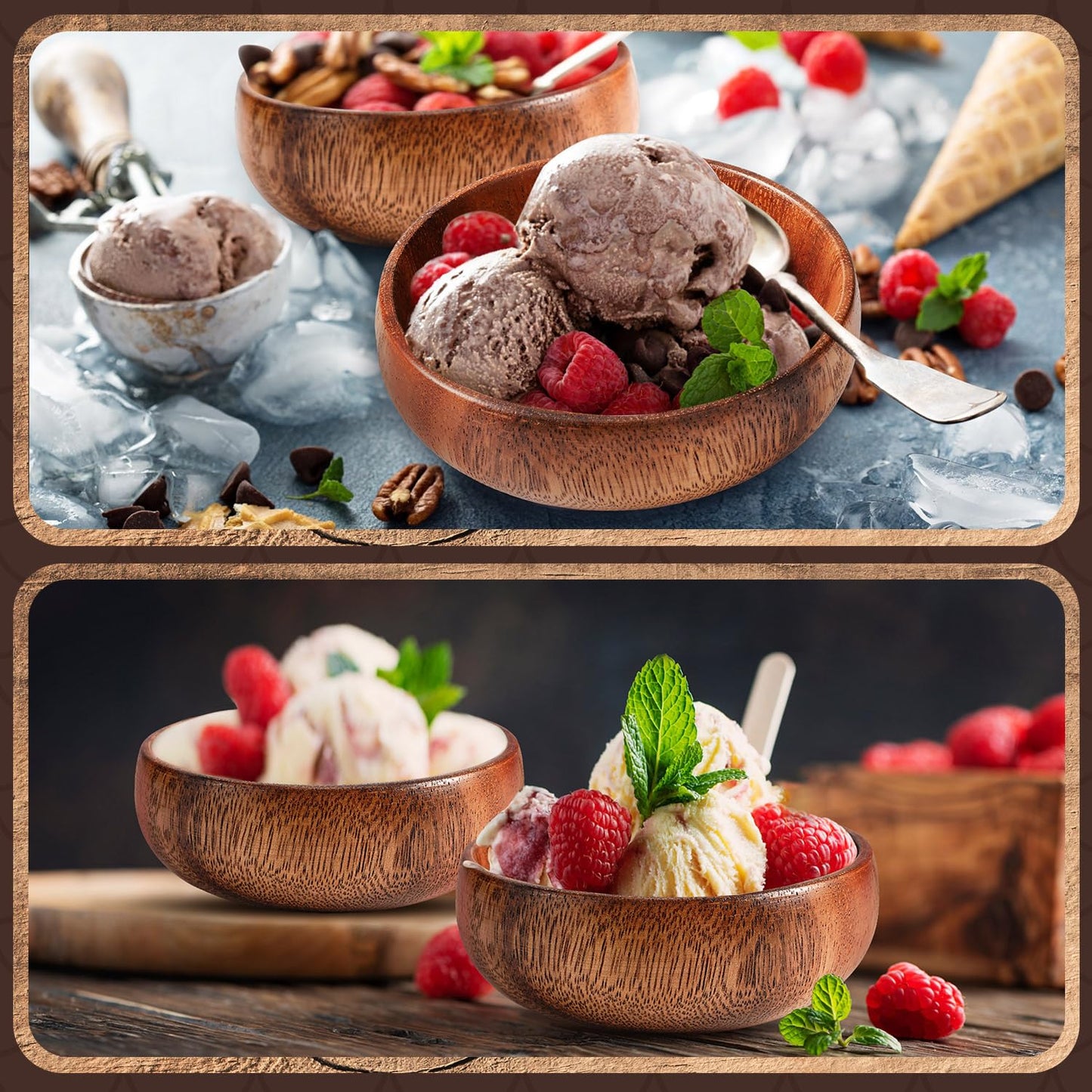 Skylety 10 Pcs Acacia Wooden Bowls Small Calabash Bowls Round Wood Salad Bowl Hand Carved Calabash Dip Tray for Serving Popcorn Pasta Candy Cereal Coconut Nuts Sauce Appetizers Kitchen (4 Inch) - CookCave