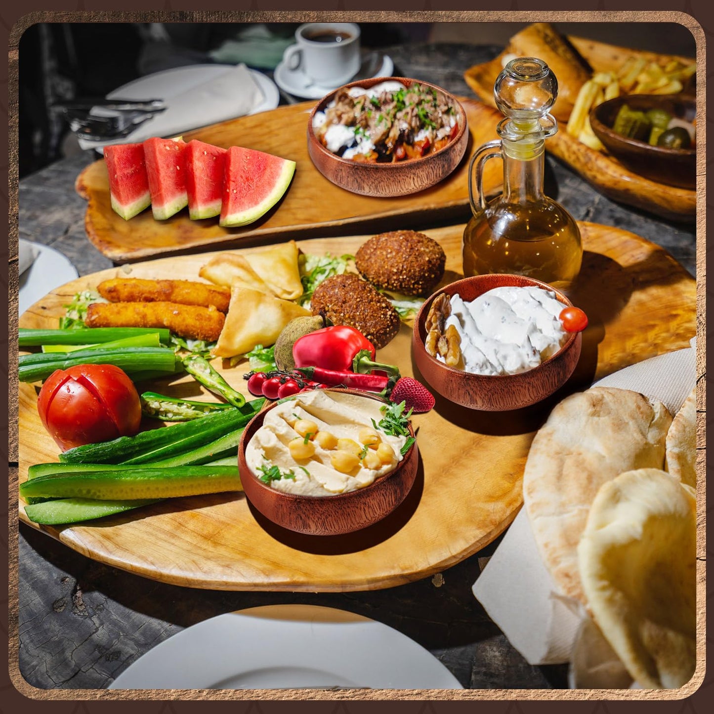 Skylety 10 Pcs Acacia Wooden Bowls Small Calabash Bowls Round Wood Salad Bowl Hand Carved Calabash Dip Tray for Serving Popcorn Pasta Candy Cereal Coconut Nuts Sauce Appetizers Kitchen (4 Inch) - CookCave