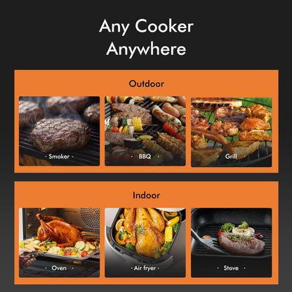 Smart Wireless Meat Thermometer with Thinnest Probe, Bluetooth Food Thermometer, Remote Tracking and Real-Time Readings from Apps, for iOS and Android, for BBQ, Grill, Smoker - CookCave