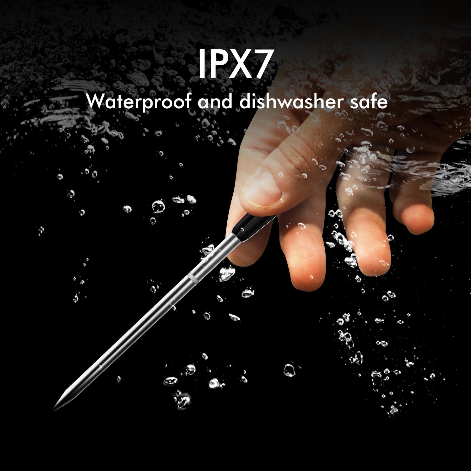 Smart Wireless Meat Thermometer with Thinnest Probe, Bluetooth Food Thermometer, Remote Tracking and Real-Time Readings from Apps, for iOS and Android, for BBQ, Grill, Smoker - CookCave