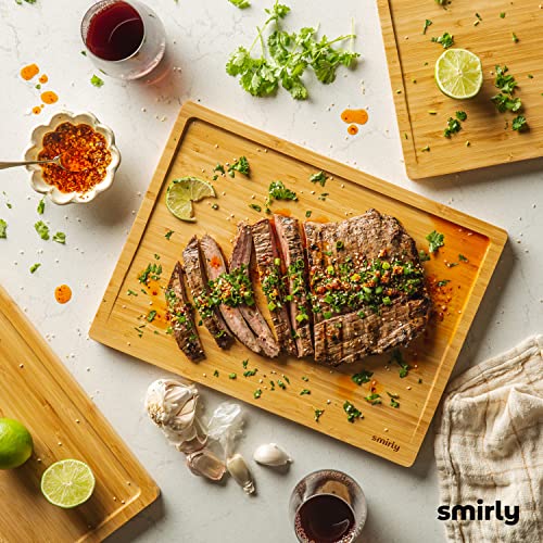 SMIRLY Wooden Cutting Boards For Kitchen - Bamboo Cutting Board Set with Holder, Wood Cutting Board Set, Cutting Board Wood, Wooden Chopping Board, Wooden Cutting Board Set - CookCave