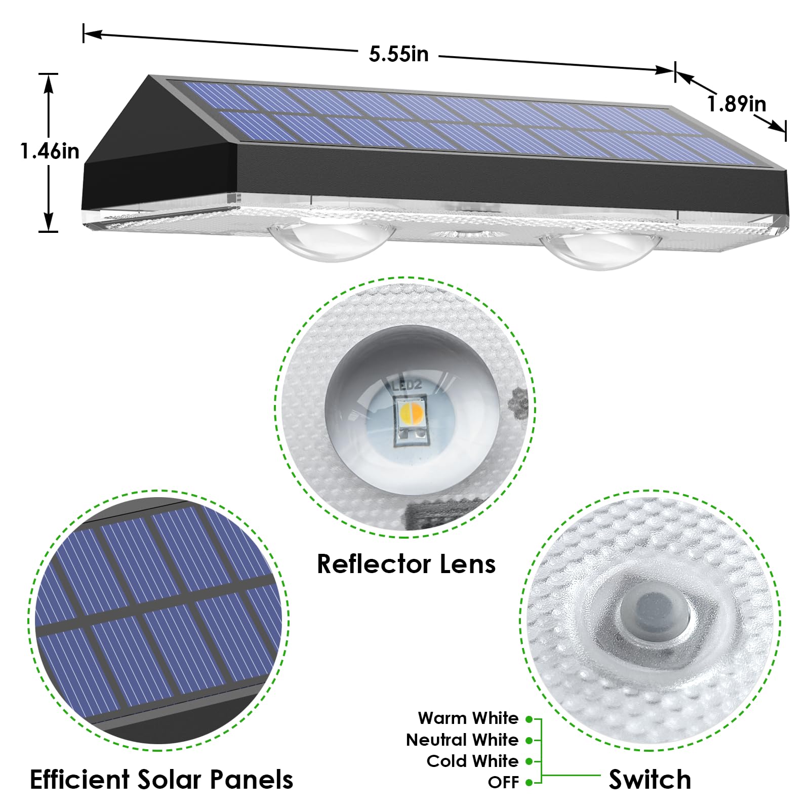 Solar Fence Lights Outdoor - 2700/4000/6000K 3 Mode, IP65 Waterproof Fence Solar Lights Outdoor, Fence Light Solar Powered for Outside, Backyard/Railing/Step/Patio/Wall and home improvement(8 pack) - CookCave
