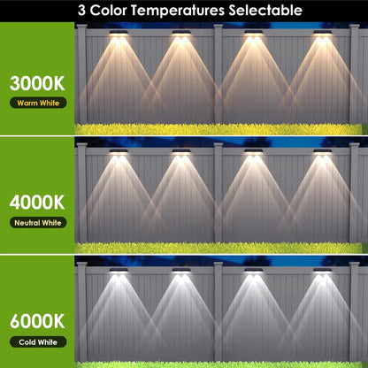 Solar Fence Lights Outdoor - 2700/4000/6000K 3 Mode, IP65 Waterproof Fence Solar Lights Outdoor, Fence Light Solar Powered for Outside, Backyard/Railing/Step/Patio/Wall and home improvement(8 pack) - CookCave