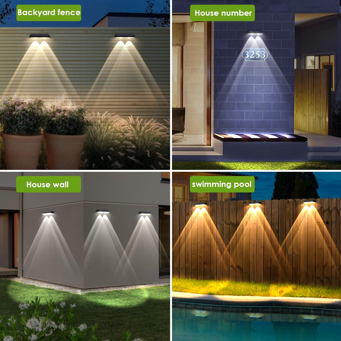 Solar Fence Lights Outdoor - 2700/4000/6000K 3 Mode, IP65 Waterproof Fence Solar Lights Outdoor, Fence Light Solar Powered for Outside, Backyard/Railing/Step/Patio/Wall and home improvement(8 pack) - CookCave