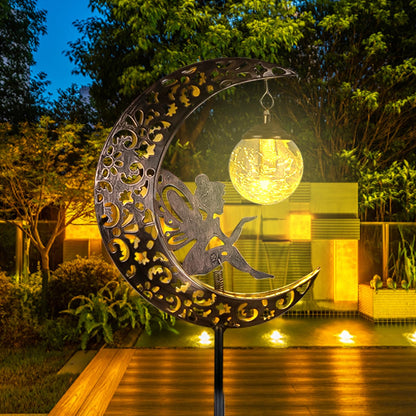 Solar Garden Lights Outdoor Decor,Moon Fairy Crackle Glass Lights,Waterproof Warm White LED Metal Stake Ornament,for Walkway Backyard Patio Lawn Pathway Decorations-Unique Gift Ideas for Gardening - CookCave