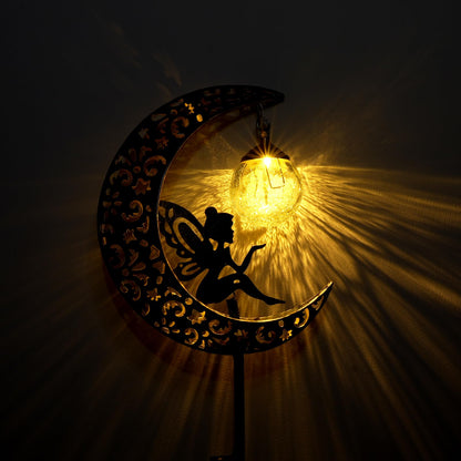 Solar Garden Lights Outdoor Decor,Moon Fairy Crackle Glass Lights,Waterproof Warm White LED Metal Stake Ornament,for Walkway Backyard Patio Lawn Pathway Decorations-Unique Gift Ideas for Gardening - CookCave