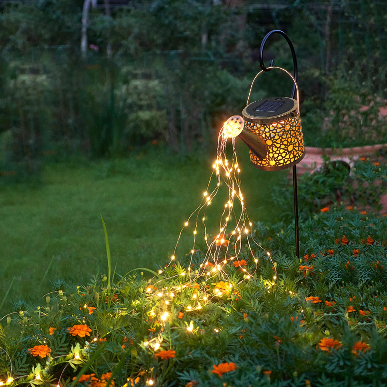 Solar Lights Outdoor Decorative, Metal Solar Watering Can Lights Waterproof, Small Hanging Garden Decor Yard Lights Outside Patio Lawn, Gifts for Mom Grandma Women Birthday(Warm White) - CookCave