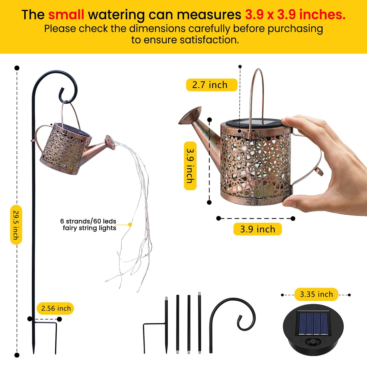 Solar Lights Outdoor Decorative, Metal Solar Watering Can Lights Waterproof, Small Hanging Garden Decor Yard Lights Outside Patio Lawn, Gifts for Mom Grandma Women Birthday(Warm White) - CookCave