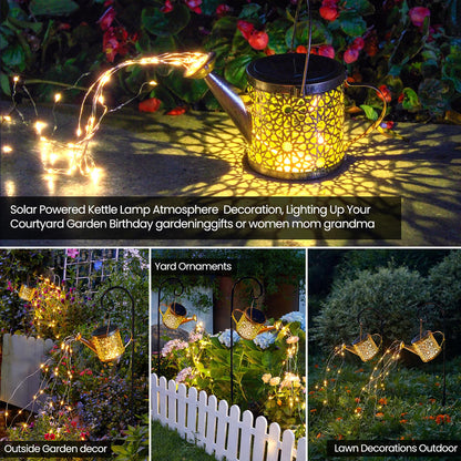 Solar Lights Outdoor Decorative, Metal Solar Watering Can Lights Waterproof, Small Hanging Garden Decor Yard Lights Outside Patio Lawn, Gifts for Mom Grandma Women Birthday(Warm White) - CookCave
