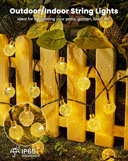 Solar String Lights Outdoor Waterproof, 2 Pack 60 LED 36.5 FT Each, Solar Powered Patio Lights with 8 Lighting Modes for Garden Yard Porch Wedding Party Decor (Warm White) - CookCave