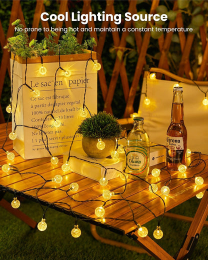 Solar String Lights Outdoor Waterproof, 2 Pack 60 LED 36.5 FT Each, Solar Powered Patio Lights with 8 Lighting Modes for Garden Yard Porch Wedding Party Decor (Warm White) - CookCave