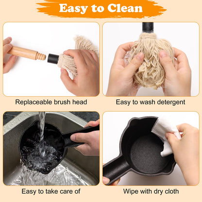 Solaradgy BBQ Mop Brushes for Sauce and Cast Iron Sauce Pot, 11Pcs Valuable Basting Brush Set for Grilling, BBQ Sauce Basting Mops Kit Multiple Replaceable Heads for BBQ Basting Mop - CookCave