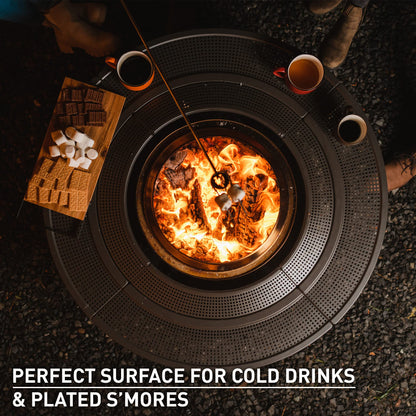 Solo Stove 42 Inch Fire Pit Surround Tabletop - Portable Protective Barrier for Wood Burning Fire Pits for Safety & Extra Space - Powder-Coated Steel and UV-Resistant Outdoor Fabric, Black - CookCave