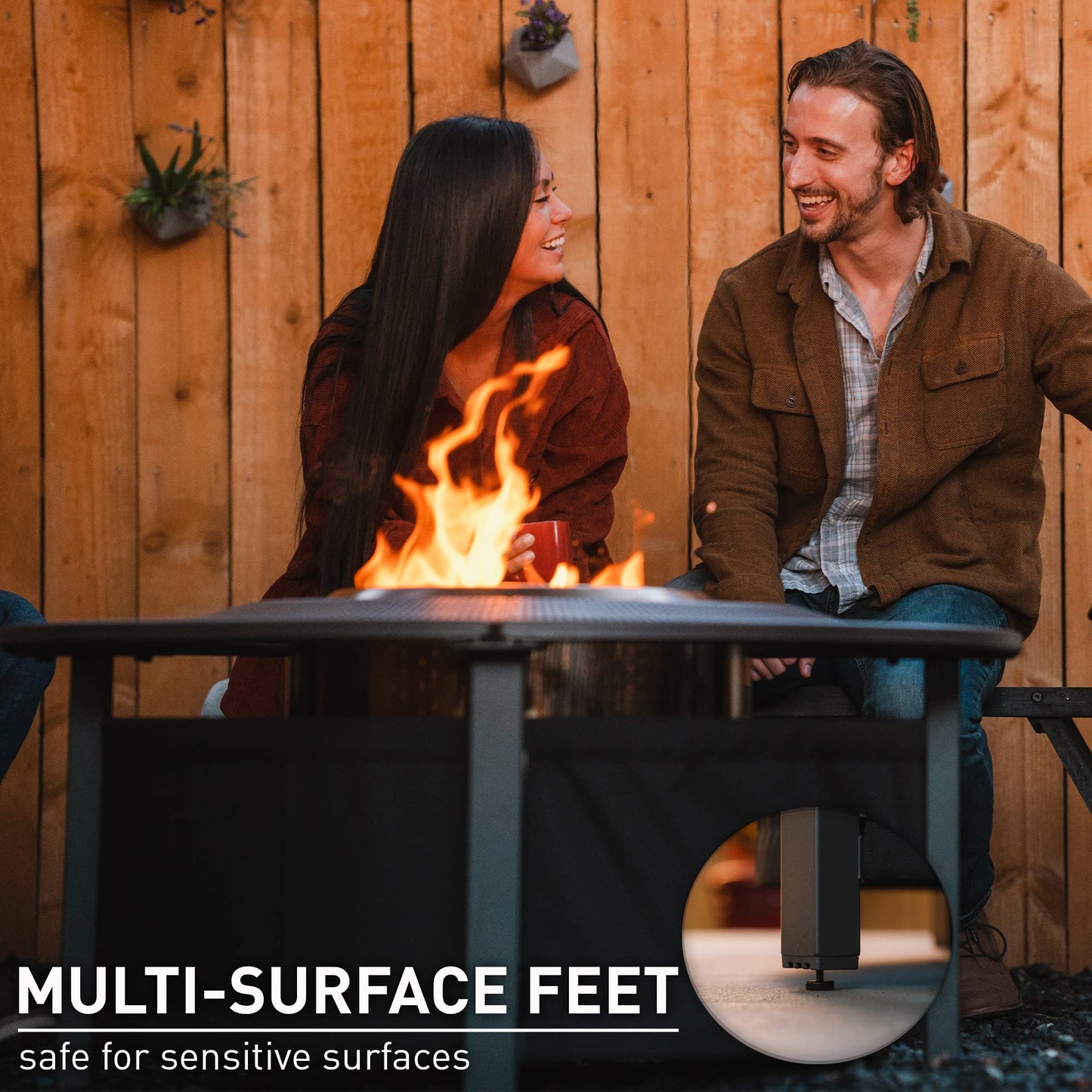 Solo Stove 42 Inch Fire Pit Surround Tabletop - Portable Protective Barrier for Wood Burning Fire Pits for Safety & Extra Space - Powder-Coated Steel and UV-Resistant Outdoor Fabric, Black - CookCave