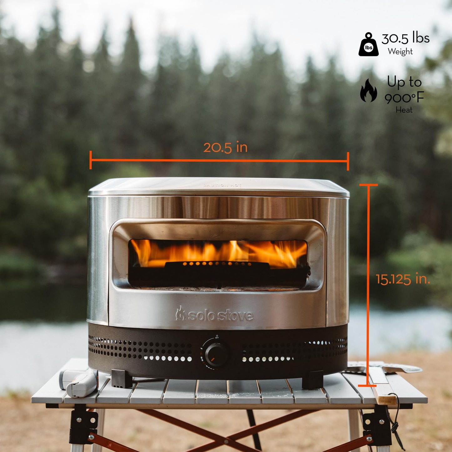 Solo Stove Pi Prime - Gas Pizza Oven with Cordierite Stone Cooking Surface - Demi-Dome Design - Wide-Mouthed Opening - Stainless Steel - CookCave
