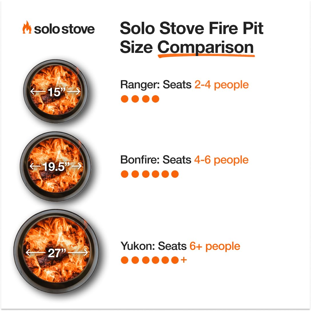 Solo Stove Yukon 2.0, 27 Inch Smokeless Fire Pit with Removable Ash Pan - Wood Burning Portable Stainless Steel Outdoor Fireplace, Stainless Steel, Ideal for 6 or More People, 38 lbs, Water - CookCave
