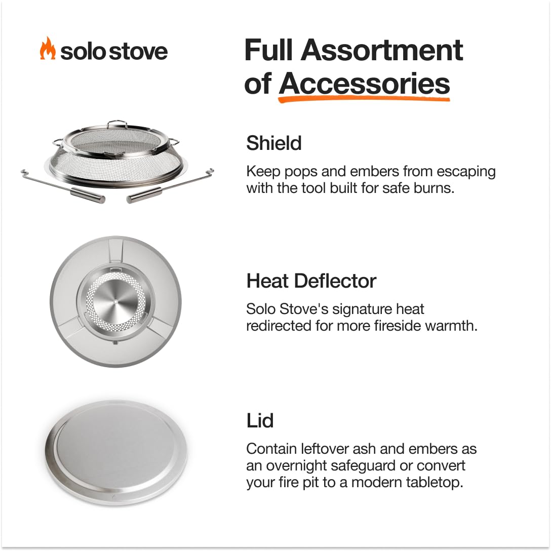 Solo Stove Yukon 2.0, 27 Inch Smokeless Fire Pit with Removable Ash Pan - Wood Burning Portable Stainless Steel Outdoor Fireplace, Stainless Steel, Ideal for 6 or More People, 38 lbs, Water - CookCave