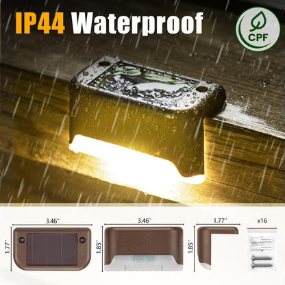 SOLPEX Solar Deck Lights Outdoor 16 Pack, Solar Step Lights Waterproof Led Solar lights for Outdoor Stairs, Step , Fence, Yard, Patio, and Pathway(Warm White) - CookCave