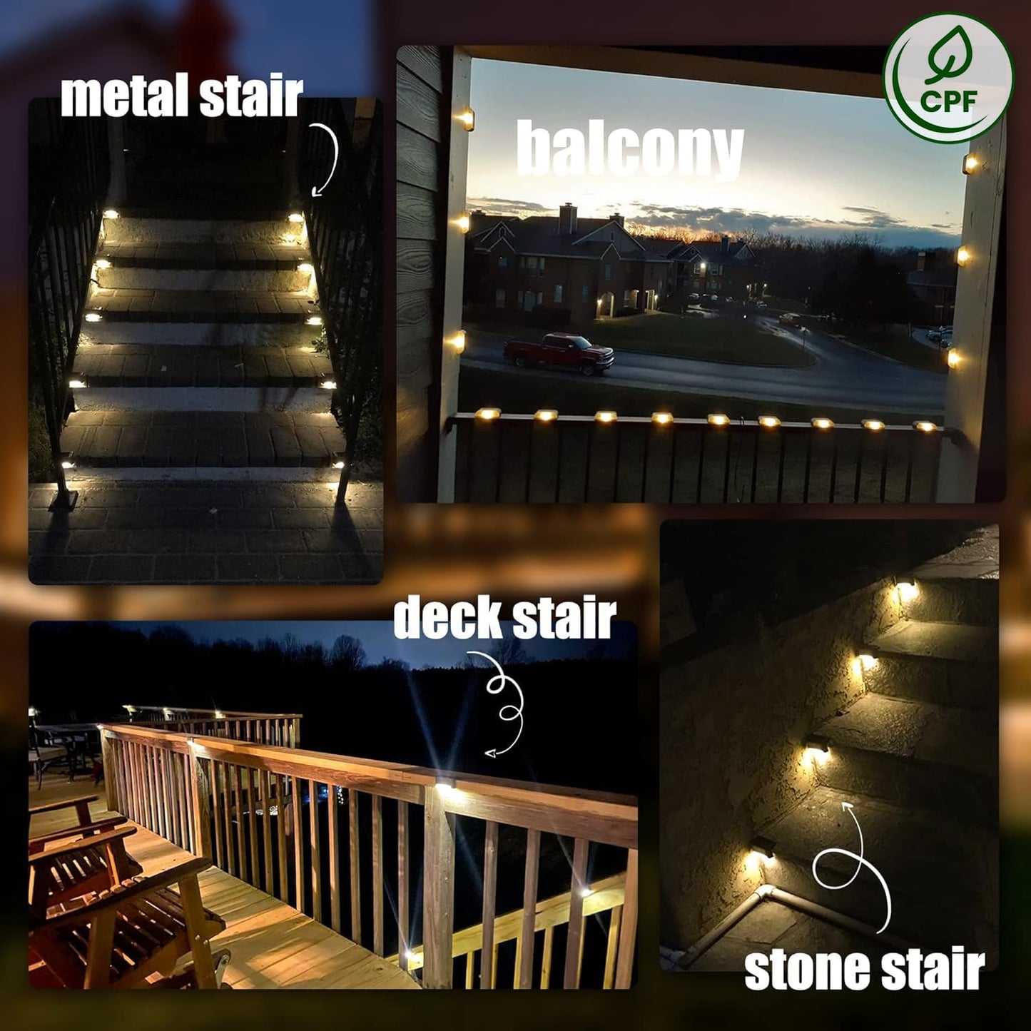 SOLPEX Solar Deck Lights Outdoor 16 Pack, Solar Step Lights Waterproof Led Solar lights for Outdoor Stairs, Step , Fence, Yard, Patio, and Pathway(Warm White) - CookCave