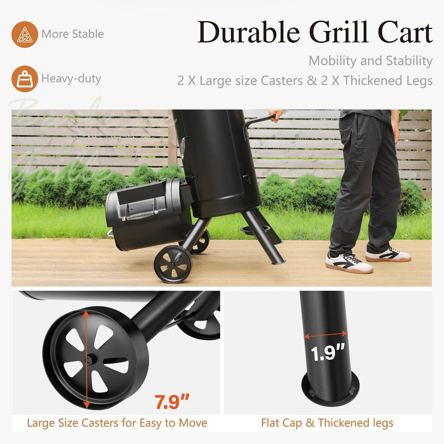 Sophia & William Heavy-Duty Vertical Offset Charcoal Smoker Extra Large Outdoor BBQ Gill with Offset Smoker, 961 SQ.IN. Cooking Area with Warming Tray,Push-out Ash Tray for Event Gathering, Black - CookCave