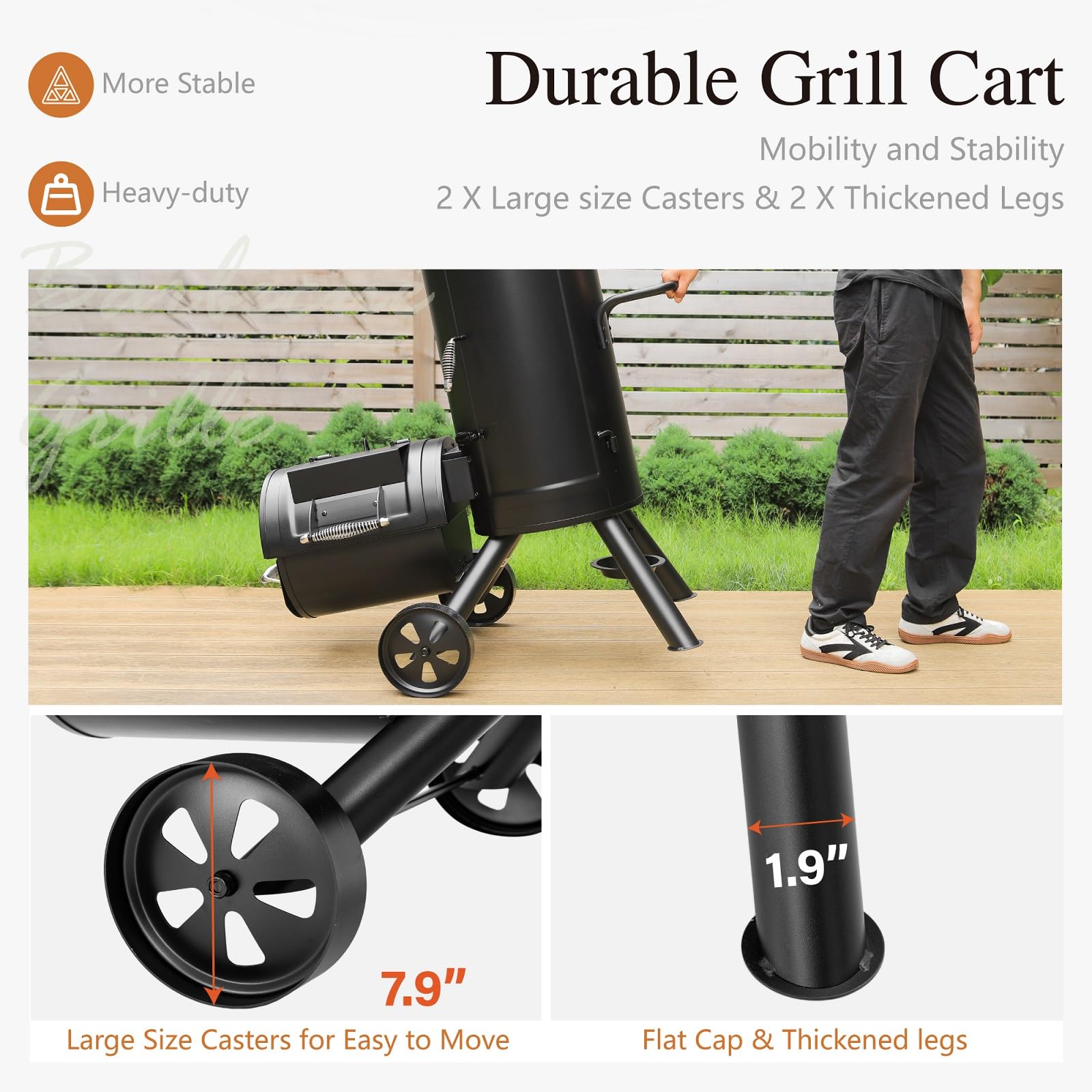 Sophia & William Heavy-Duty Vertical Offset Charcoal Smoker Extra Large Outdoor BBQ Gill with Offset Smoker, 961 SQ.IN. Cooking Area with Warming Tray,Push-out Ash Tray for Event Gathering, Black - CookCave