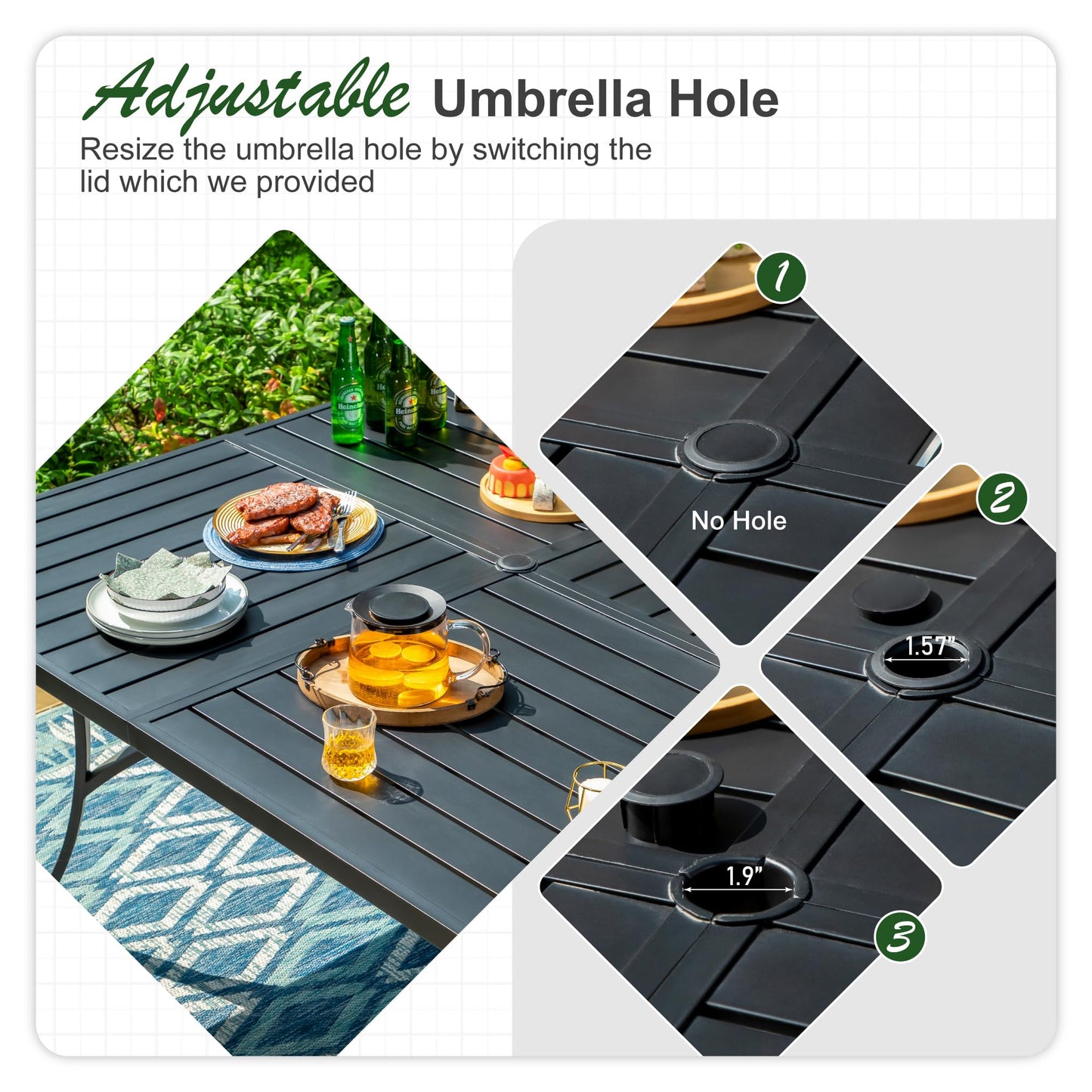 Sophia & William Patio Dining Set 9 Pieces, 8 Quick Dry Textilene Chairs and 1 Large Square Outdoor Dining Table, Durable All-Weather Patio Furniture for Lawn, Park, and Courtyard Support 350lbs - CookCave