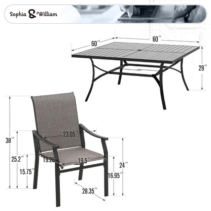 Sophia & William Patio Dining Set 9 Pieces, 8 Quick Dry Textilene Chairs and 1 Large Square Outdoor Dining Table, Durable All-Weather Patio Furniture for Lawn, Park, and Courtyard Support 350lbs - CookCave