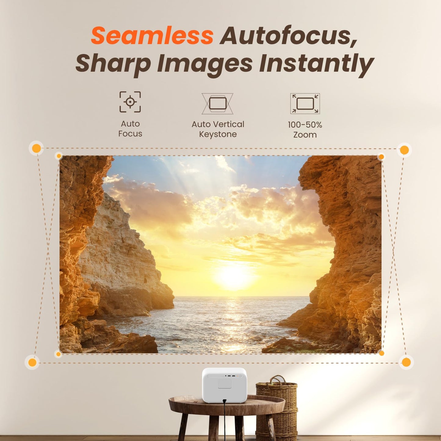 [Sound by JBL & 700ANSI] Yaber 1080P Projector with WiFi 6 and Bluetooth, [Seamless Autofocus] Portable Outdoor Movie Projector, Home Theater Projector for iPhone/TV Stick/HDMI/USB/Laptop/PS5-White - CookCave