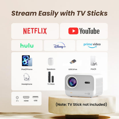 [Sound by JBL & 700ANSI] Yaber 1080P Projector with WiFi 6 and Bluetooth, [Seamless Autofocus] Portable Outdoor Movie Projector, Home Theater Projector for iPhone/TV Stick/HDMI/USB/Laptop/PS5-White - CookCave