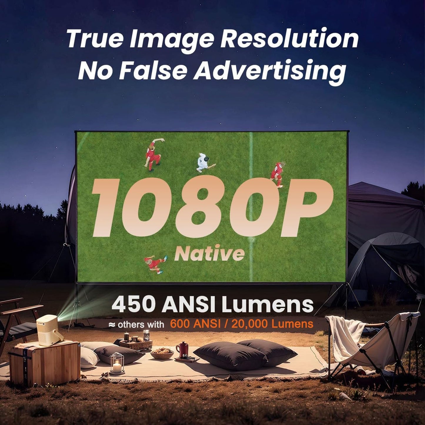 [Sound by JBL & Built-in Battery] Yaber T2 Outdoor Projector with WiFi 6 and Bluetooth, Native 1080P Smart Movie Portable Projector for Inside and Outside, Compatible with TV Dongle (Not included) - CookCave