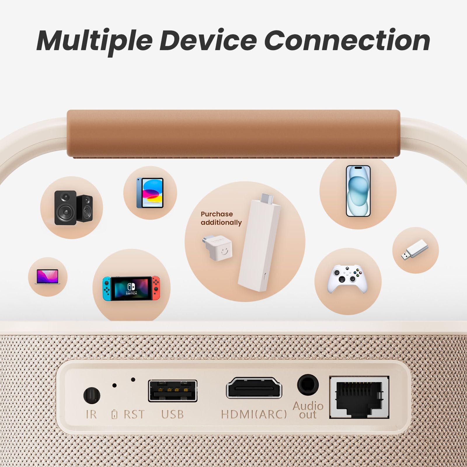 [Sound by JBL & Built-in Battery] Yaber T2 Outdoor Projector with WiFi 6 and Bluetooth, Native 1080P Smart Movie Portable Projector for Inside and Outside, Compatible with TV Dongle (Not included) - CookCave