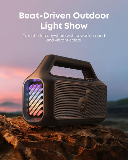 soundcore Boom 2 By Anker, Outdoor Speaker, 80W, Subwoofer, BassUp 2.0, 24H Playtime, IPX7 Waterproof, Floatable, RGB Lights, USB-C, Custom EQ, Bluetooth 5.3, Portable for Camping, Beach, and Backyard - CookCave
