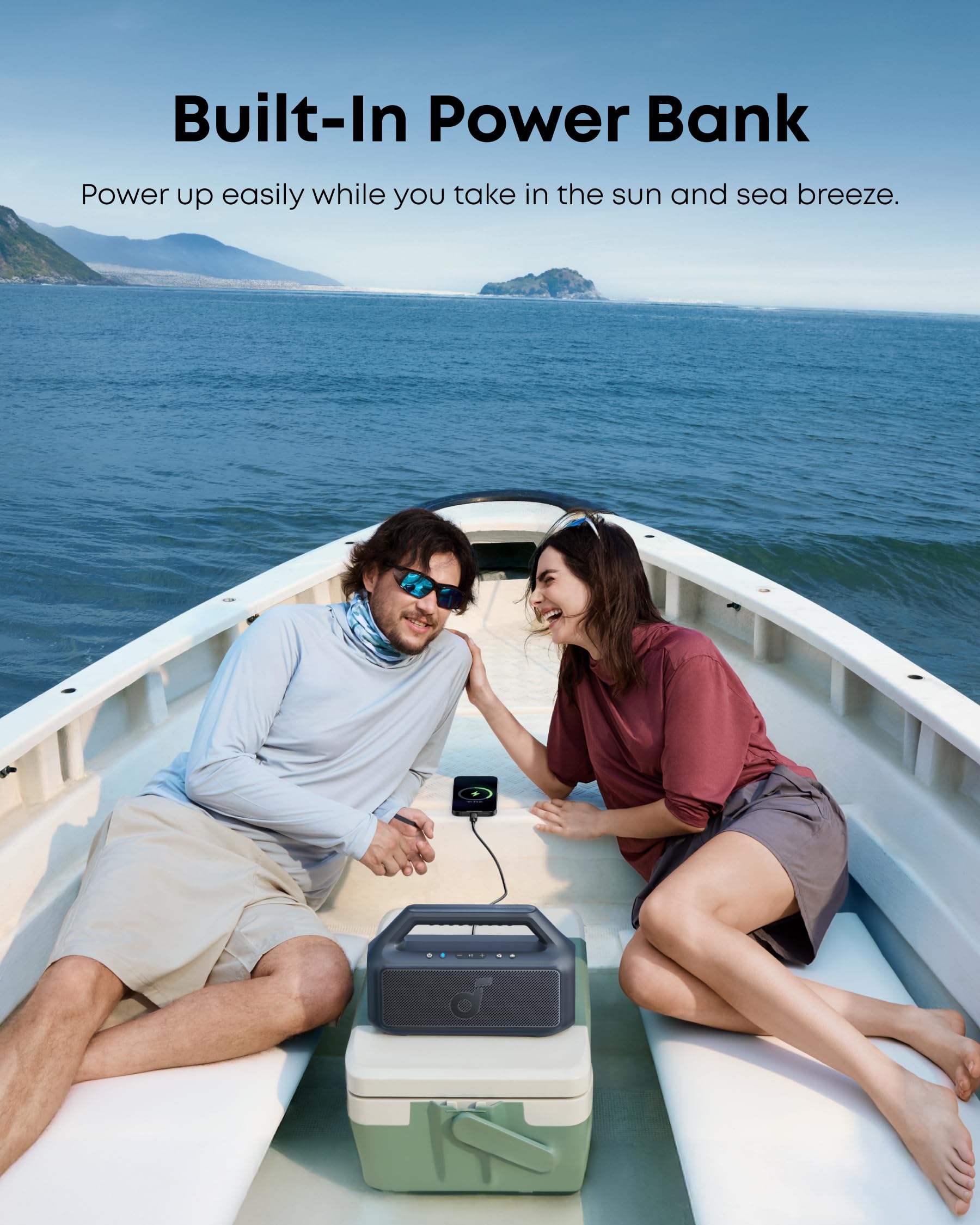 soundcore Boom 2 By Anker, Outdoor Speaker, 80W, Subwoofer, BassUp 2.0, 24H Playtime, IPX7 Waterproof, Floatable, RGB Lights, USB-C, Custom EQ, Bluetooth 5.3, Portable for Camping, Beach, and Backyard - CookCave
