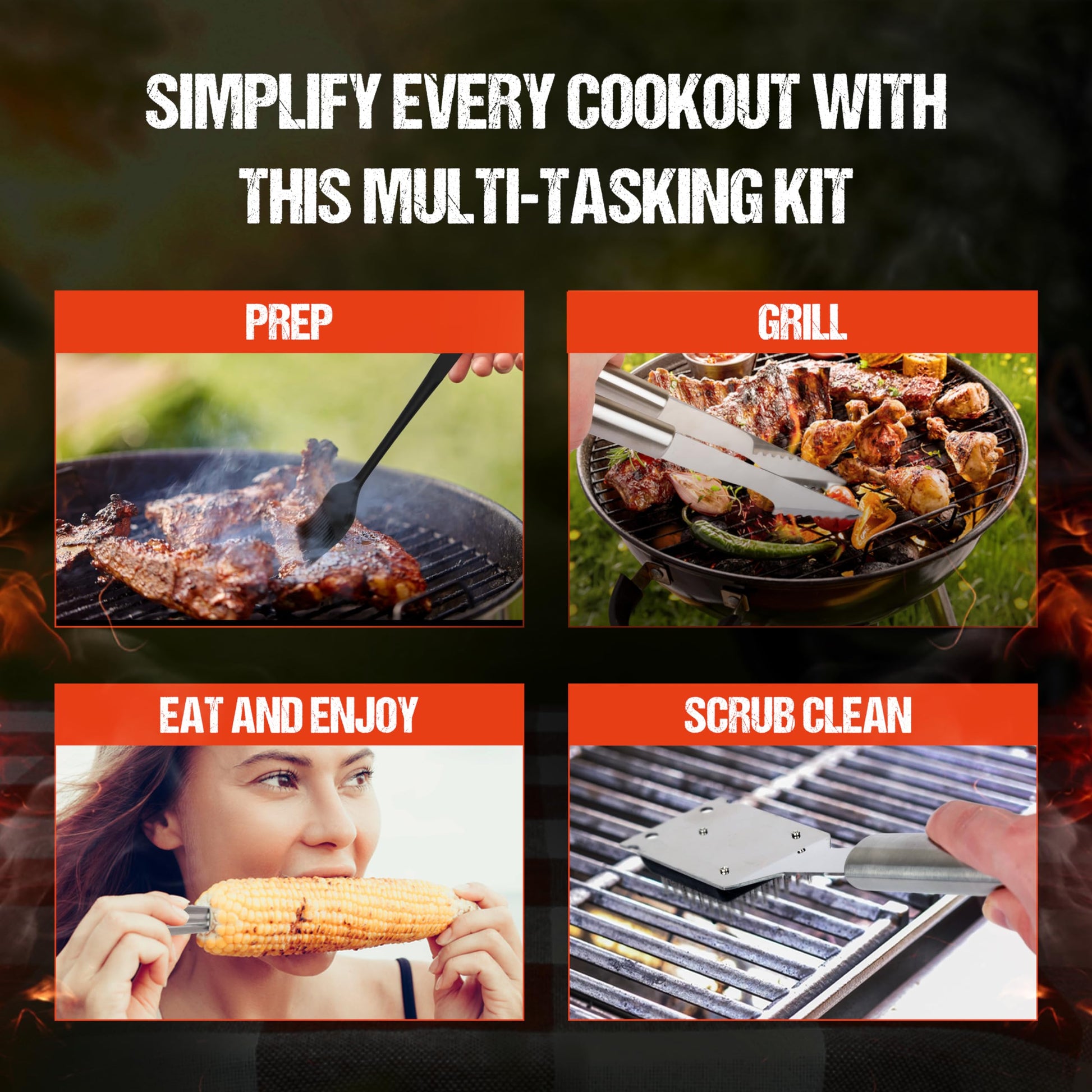 SpartaSake BBQ Grilling Accessories - Stainless Steel Barbecue Grill Tools Accessories kit Spatula Thermometer Tongs for Blackstone Griddle Outdoor Camping-Grill Set Gifts for dad Men Women(24 pcs) - CookCave