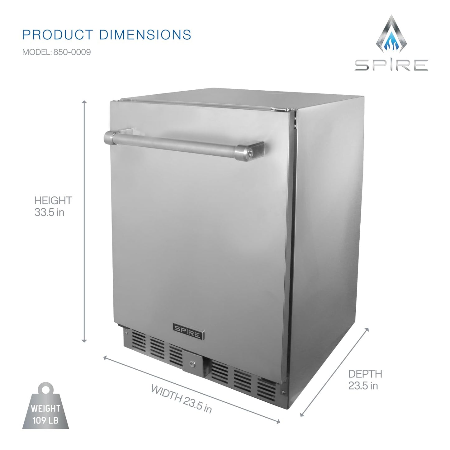 Spire 5.1 Cu.Ft. Compact Refrigerator with Premium Stainless Steel Exterior, Temperature Control 0 to 10°C, 4 Shelves, and Reversible Door - Big Mini Fridge for Outdoor, Kitchen, and More - 850-0009 - CookCave