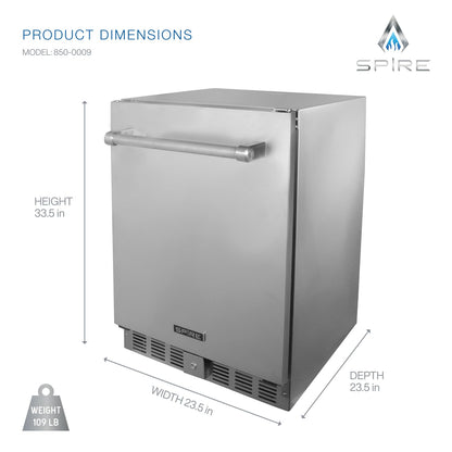 Spire 5.1 Cu.Ft. Compact Refrigerator with Premium Stainless Steel Exterior, Temperature Control 0 to 10°C, 4 Shelves, and Reversible Door - Big Mini Fridge for Outdoor, Kitchen, and More - 850-0009 - CookCave