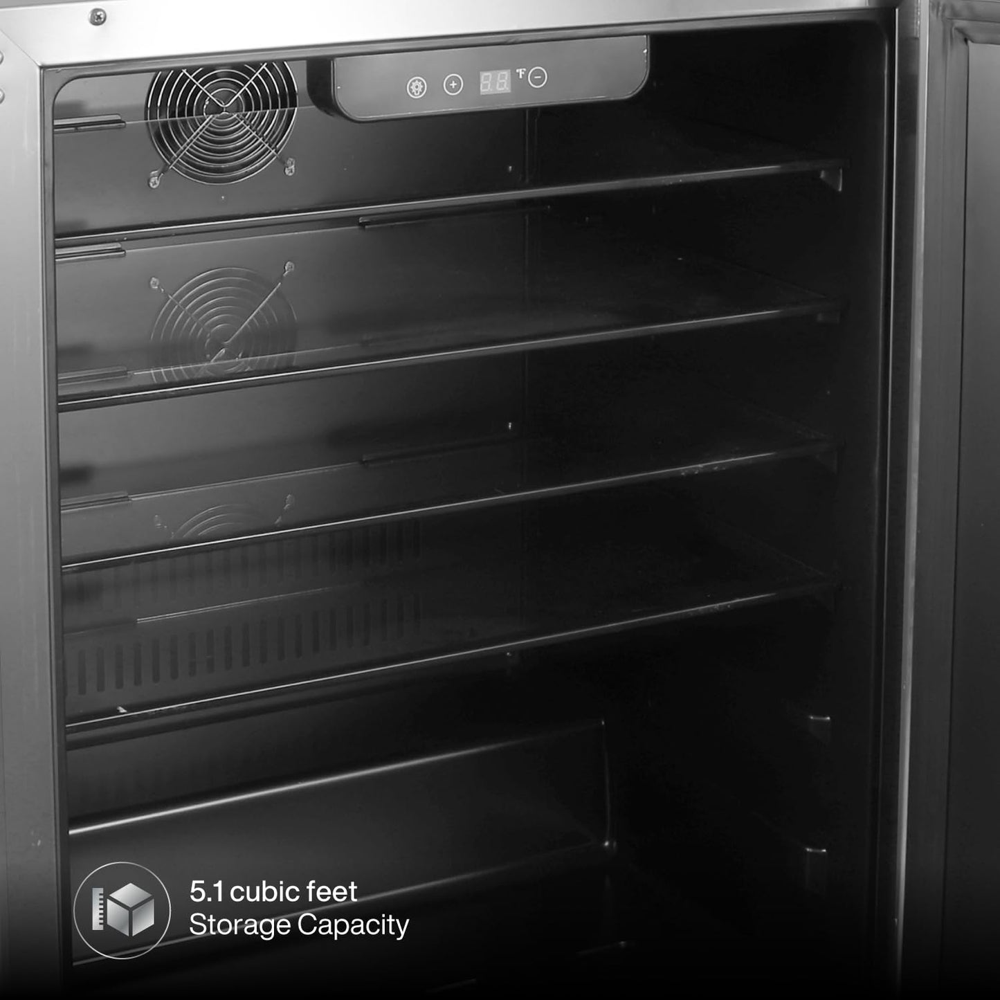 Spire 5.1 Cu.Ft. Compact Refrigerator with Premium Stainless Steel Exterior, Temperature Control 0 to 10°C, 4 Shelves, and Reversible Door - Big Mini Fridge for Outdoor, Kitchen, and More - 850-0009 - CookCave