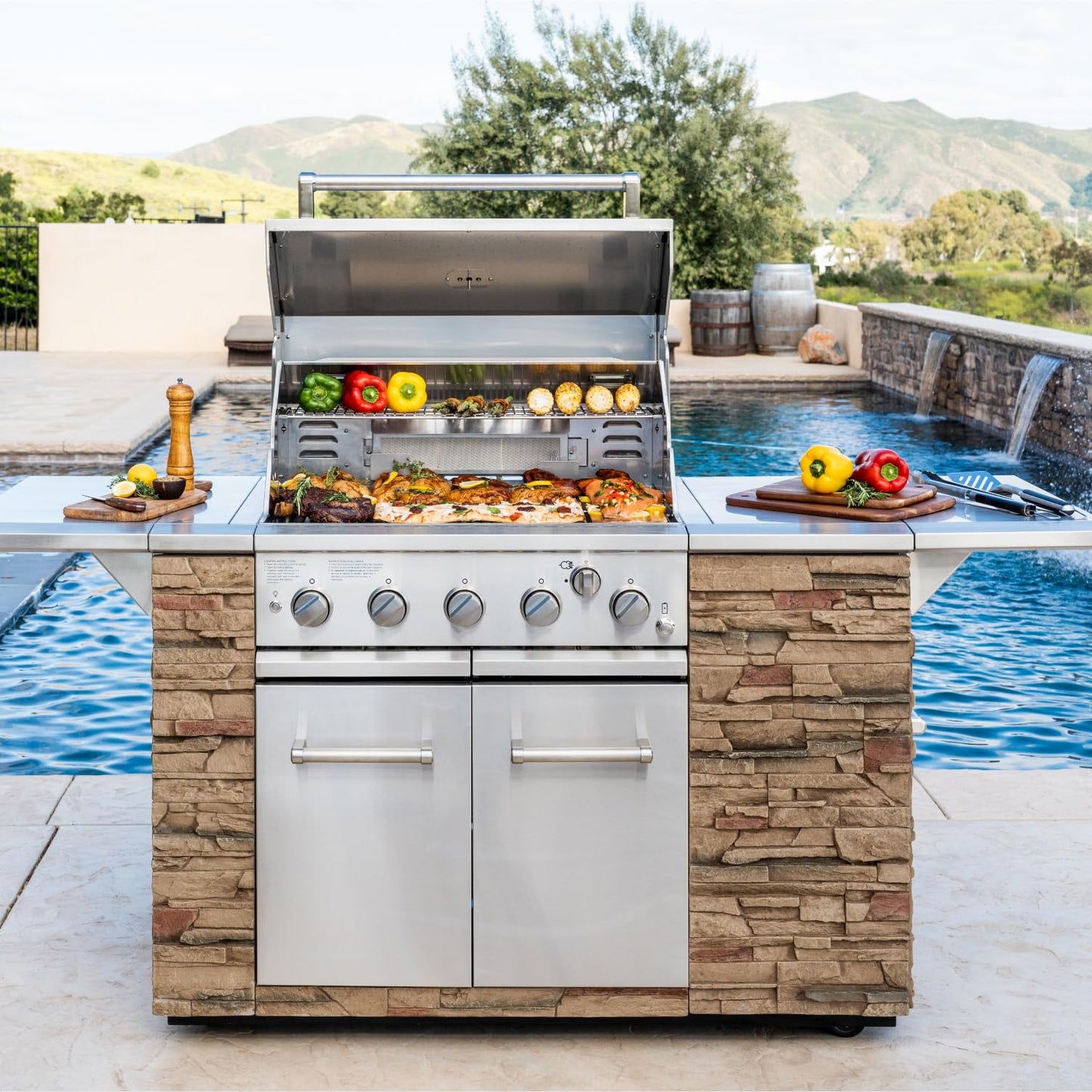 SPIRE Premium 5 Burner Built In Gas Grill Island Head, Stainless Steel 30 Inch Barbeque Grill with Rear Burner, 63,000 BTUs, 758 SQ In Racks, Propane Grill with Dual Fuel Compatibility – 860-0032 - CookCave