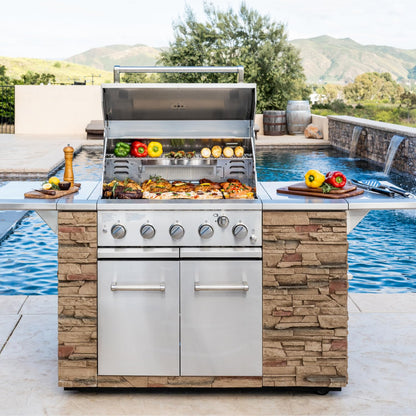 SPIRE Premium 5 Burner Built In Gas Grill Island Head, Stainless Steel 30 Inch Barbeque Grill with Rear Burner, 63,000 BTUs, 758 SQ In Racks, Propane Grill with Dual Fuel Compatibility – 860-0032 - CookCave